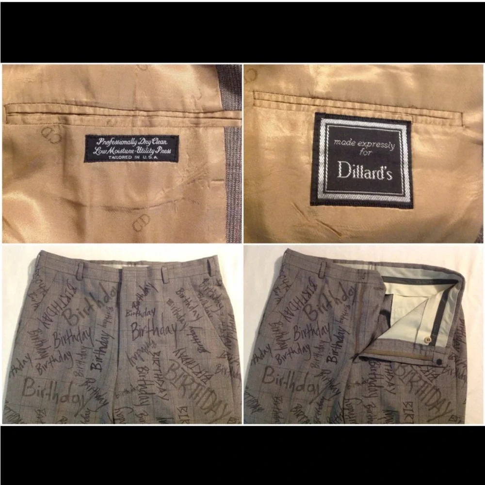Christian Dior Suit w/“Happy Birthday” written all over jacket, pants & tie L - Picture 3 of 8